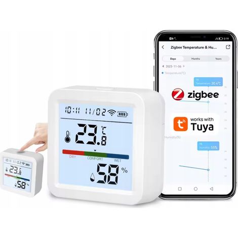 TH05Z Tuya Zigbee Temperatur- und Feuchtigkeitssensor, Uhr, LCD-Anzeige (1/5)