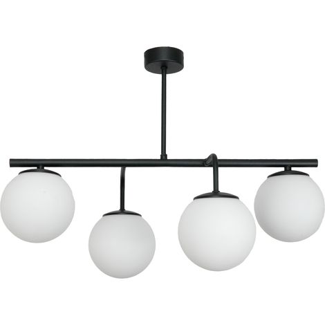 Deckenleuchte, klassisch schwarz, Glaskugelschirme, weiß, 15-381 Braster
