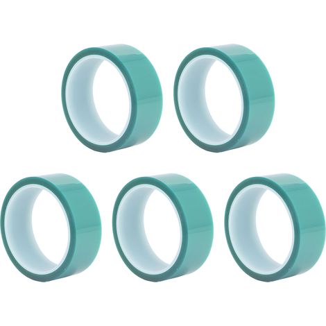 Lot de 5 rouleaux de ruban de masquage vert, largeur 33 mm, longueur 33 m, protection pour peinture au pistolet, ruban PET haute température (1/5)