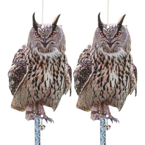 Efigie Búho Repelente Aves - PP Impermeable UV - Para Balcones Ventanas Jardines Terrazas - Pack de 2 (1/5)