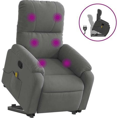 Chaise de massage ergonomique en microfibre gris foncé – fonction chauffage, roulement shiatsu, inclinaison réglable, idéale pour le dos et la détente à domicile (1/5)
