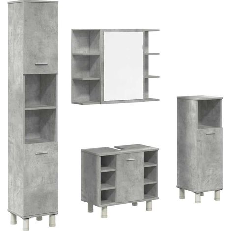 Maison Exclusive - 4-tlg. Badmöbel-Set Betongrau Holzwerkstoff
