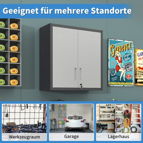 Armoire murale en métal avec serrure et étagère - Résistante, écologique, parfaite pour atelier, garage ou bureau - Sans bois, zéro formaldéhyde, adaptée aux animaux et familles, H77 x L75 x P30 cm (1/5)