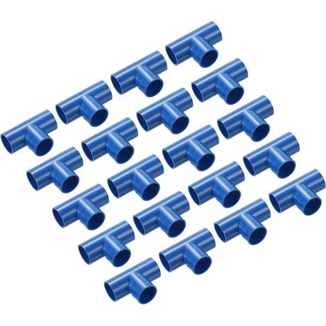 Raccord en T pour Conduit en PVC, Connecteur de Couplage de Tuyau Bleu de 16 mm à 3 Voies pour Conduits Électriques de Jardin, Lot de 30 (1/5)