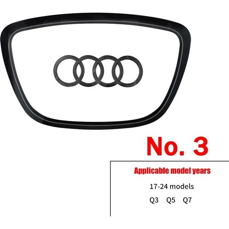 (N° 3 Noir brillant) Bande adhésive brillante avec logo pour volant automobile, plaquée or, compatible avec Audi A3, A4, B8, 8P, B9, 8V, A5, A6, C7, A7, Q3, Q5 et Q7. (1/4)
