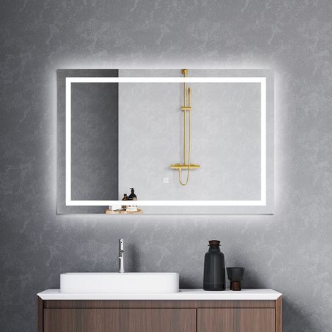 AICA Illuminated Bathroom Mirror with LED Light 1000x600mm Bathroom LED Mirror with 4 Lighting Modes Demister (1/5)