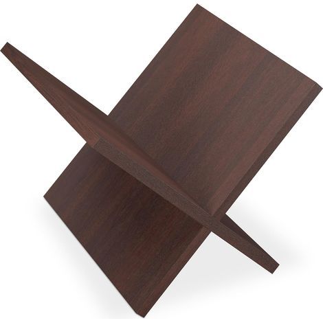Porte-revues en noyer, porte-journaux X-Design, style moderne, support en forme de V pour salon, étagère murale TV, étagère murale pour chambre à coucher, étagère murale, cloison murale marron foncé (1/5)