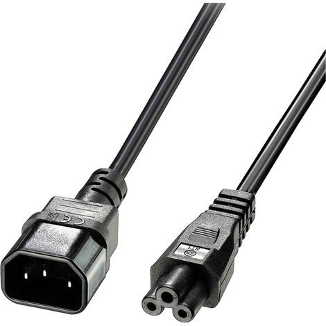 LINDY Strom Anschlusskabel [1x Kaltgeräte-Stecker C14 - 1x Kleeblatt-Buchse C5] 5.00 m Schwarz