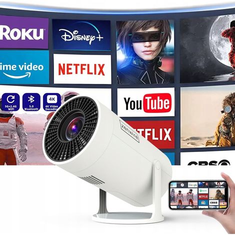 Mini vidéoprojecteur Zenwire R1 Android 12 – WiFi 6 – Bluetooth 5.0 – Résolution HD 1280x720p – Luminosité 250 ansi