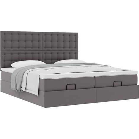 Ottoman-Bett mit Matratzen Grau 180x200 cm Kunstleder vidaXL (1/5)