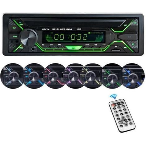 UVERBON Autoradio Bluetooth 7 Couleurs Stéréo FM Radio 60W x 4 Lecteur MP3 Poste Main Libre Voiture Support USBSDTFAUX+Télécomm (1/4)