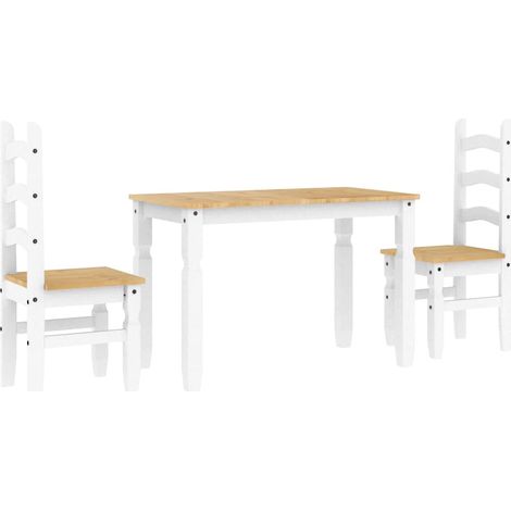 Ensemble à manger PANAMA 3 pcs  Meubles de salle à manger blanc bois de pin massif