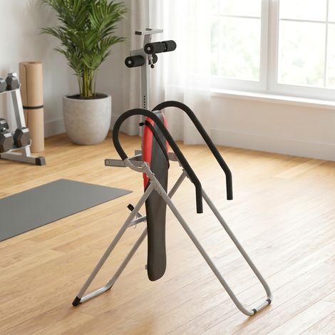 Table d'Inversion Pliable en Acier, Inversion 0-90°, Verrou de Cheville Réglable, 122x59x130cm, Rouge (1/5)