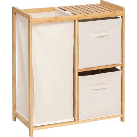 Etagère Bambou avec panier à linge et paniers de rangement (1/5)