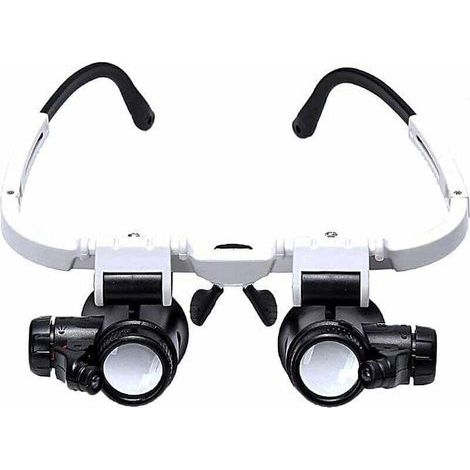 Lunette Loupe avec 2 Lumières LED Loupe Binoculaire Lampe Loupe Grossissante pour Horloger, Lecture, Bijoutier, Couture 8X15X23X