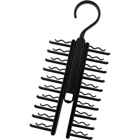 Organisateur de cravates gain de place à 20 emplacements - Rangement efficace pour suspendre les cravates - Solution pour dressing - Noir (1/4)