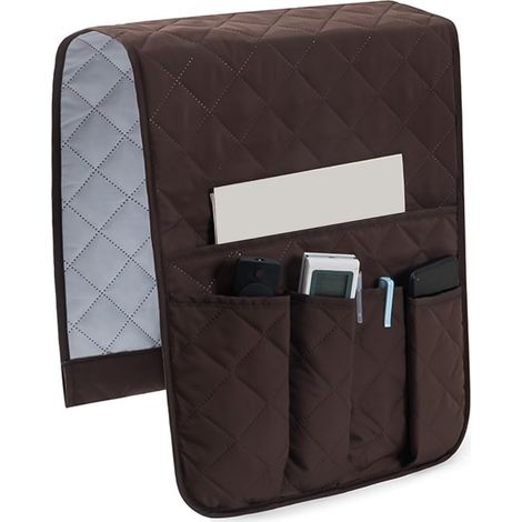 Organisateur D'accoudoir de Canapé,Design Multi-Poches,Support Antidérapant pour Canapé Inclinable avec 5 Poches pour Magazines,Collations,Livres,Stylos,Téléphone (1/5)