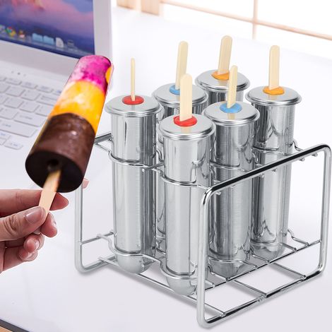 Moule à glace rond en acier inoxydable 304, lot de 6, double rainure (1/5)