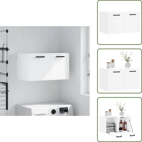 The Living Store Wandschrank Weiß 60x36,5x35 cm Holzwerkstoff - Holzwerkstoff