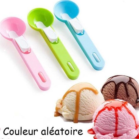 Cuillère à Glace,Boules Cuillère à Crème Glace en Plastique,portionneur à glace avec gâchette,pour sorbet,biscuits,fruits,gâteaux (1/4)
