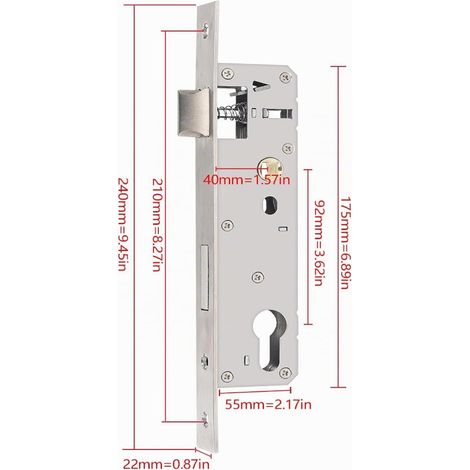 92x40mm Stainless Steel Recessed Garden Gate Lock - 92mm Centre Spacing, 40mm Axle, Reversible Left/Right - Metal Door (1/3)