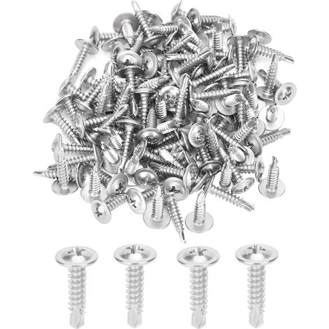 Vis à métaux autoforeuses 500 pièces inox 410 tête ronde M4.2 accessoires industriels quincaillerie (1/5)
