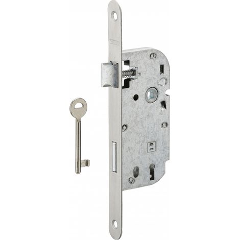THIRARD - Serrure encastrable à clé pour porte de chambre, axe 40mm, bouts ronds, inox, avec gâche, 1 clé - THIRARD (1/2)