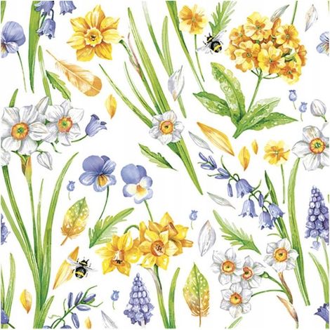 Servilletas de papel FLORES DE PRIMAVERA Prado Pascua Cumpleaños 33x33cm 20 unidades.