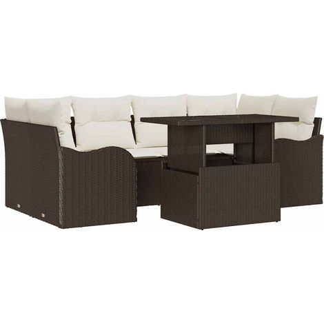 Maison Exclusive - Set Divano da Giardino 7 pcs Marrone 234 x 122,5 x 85 cm