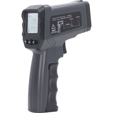 Thermomètre portatif, rapport de mesure 12:1/50:1, écran LCD, jauge de température, pistolet de mesure, -50 à 1600 °C (1/5)