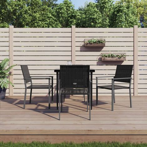 5-tlg. Garten-Essgruppe Poly Rattan und Stahl