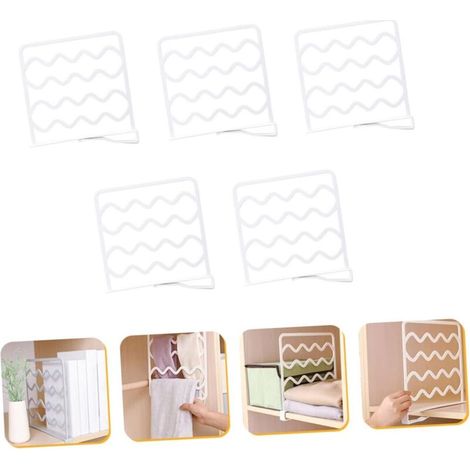 5pièces Séparateurs Étagères Plastique Organiseurs sans Perçage pour Placards Et Étagères Diviseurs Ajustables pour Rangement Vêtements Cuisine Salle De Bain Et Salon (1/4)