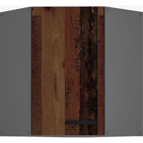 Küche OLD STYLE Eckhängeschrank 60X60 Old Wood Anthrazit Küchenzeile Einbauküche (1/4)