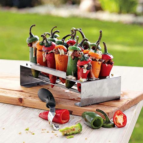 Grille de cuisson pour jalapeños, outil de barbecue, grille à rôtir à 18 trous pour la cuisson (1/4)