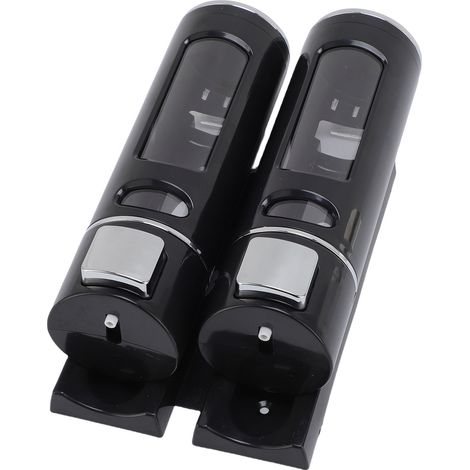 Dispenser di shampoo a 2 scomparti – Montaggio a parete, nero, per bagno/hotel (1/5)