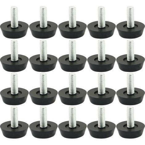 20 unidades de pies niveladores ajustables M6 x 20 mm para muebles, patas ajustables, patas de muebles, patas de mesa, bases de sillas, protectores de suelo, tornillos, deslizadores -Crezuo