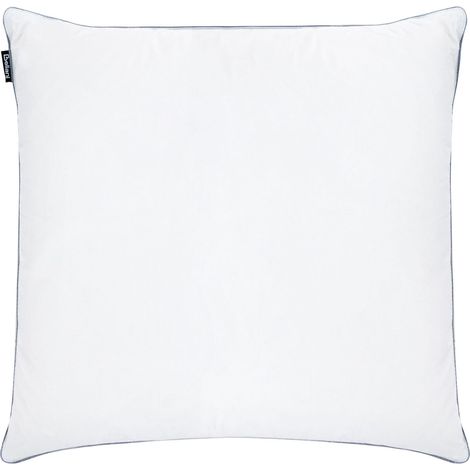 Oreiller Haut Rembourré en Plumes et Duvet de Canard 80 x 80 cm Triple Compartiment Housse en Coton Blanc Teide