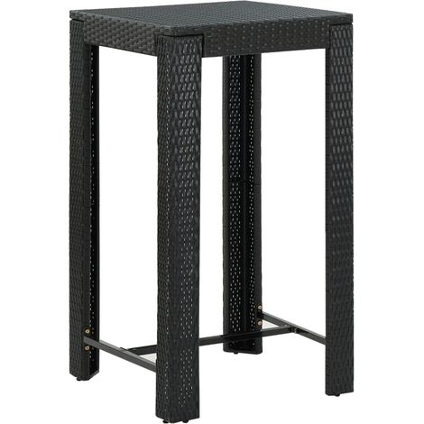 Table haute de jardin Table de bar - Mange-Debout Noir 60,5x60,5x110,5 cm Résine tressée BV866160 - BonneVie (1/4)