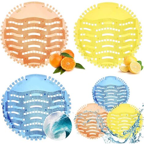 6 pièces de grille pour urinoir avec parfum, grille universelle pour urinoir avec protection anti éclaboussures, protection anti éclaboussures et anti odeurs, insert pour urinoir pour toilettes (1/5)