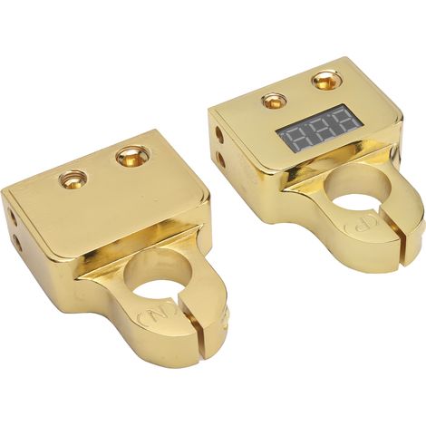 Batterieklemmen-Anschlussset mit Digitalvoltmeter, kompatibel mit 0/4/8/10 AWG, Golddisplay (1/5)