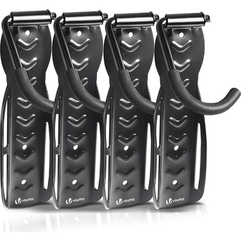 Vounot – Supports muraux pour vélo – Lot de 4 en acier – Charge jusqu'à 30kg – Crochets antidérapants et flancs de protection – Installation facile