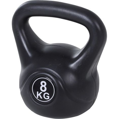 Kettlebell de 8 kg lesté de sable, pour débutants, noir (1/5)
