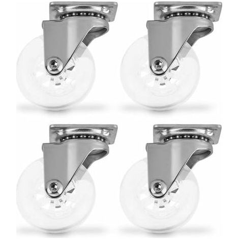 x Möbelrolle Ø 50 mm transparent ohne Stopper Höhe 64 mm Bockrolle Lenkrolle (1/5)