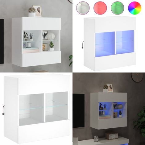 TV-Wandschrank mit LED-Leuchten Weiß 58,5x30x60,5 cm - TV-Schrank - Holzschrank - Regal - Wandregal - Fernsehschränkchen - Home & Living (1/5)