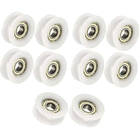 Roulement à bille 6x24x9mm Blanc U Shape Groove Guide Poulie Roulement À Billes Pour Meubles Poulie Pack De 10 (1/5)