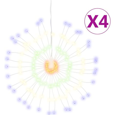 4 pcs Étoile rayonnante de Noël,Décoration de Noël 140 LED multicolore 17 cm CFW38051 (1/5)