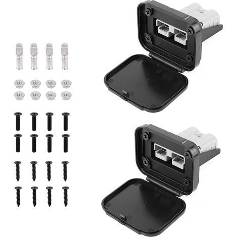 2pcs Connecteurs Rapides 50A avec Support et Capuchon, Calibre 12-6 AWG Déconnexion Rapide de Batterie 12V-36V Prise SB50 Étanche pour Voiture Camping-Car Treuil de Bateau Remorque (Gris) (1/5)