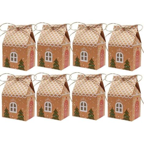 BOITE CADEAU 50pcs Boîtes cadeaux décoratives de Noël en kraft, Boîtes d'emballage festives pour la fête