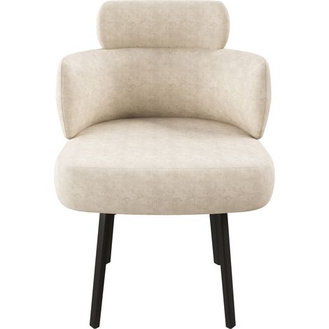 Drehbarer Esszimmerstuhl 60 × 56 × 53 cm in Creme mit Armlehnen und Chenille-Bezug (1/5)