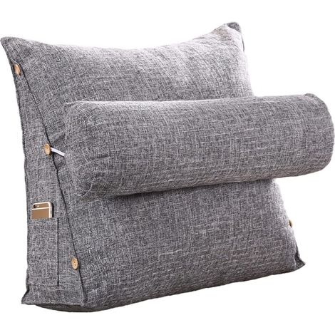 Coussin de lecture - Pour canapé, chaise de bureau, lit - Avec traverse, coussin de lecture (café clair, 454820 cm + diamètre du petit coussin rond 16 cm) (1/5)